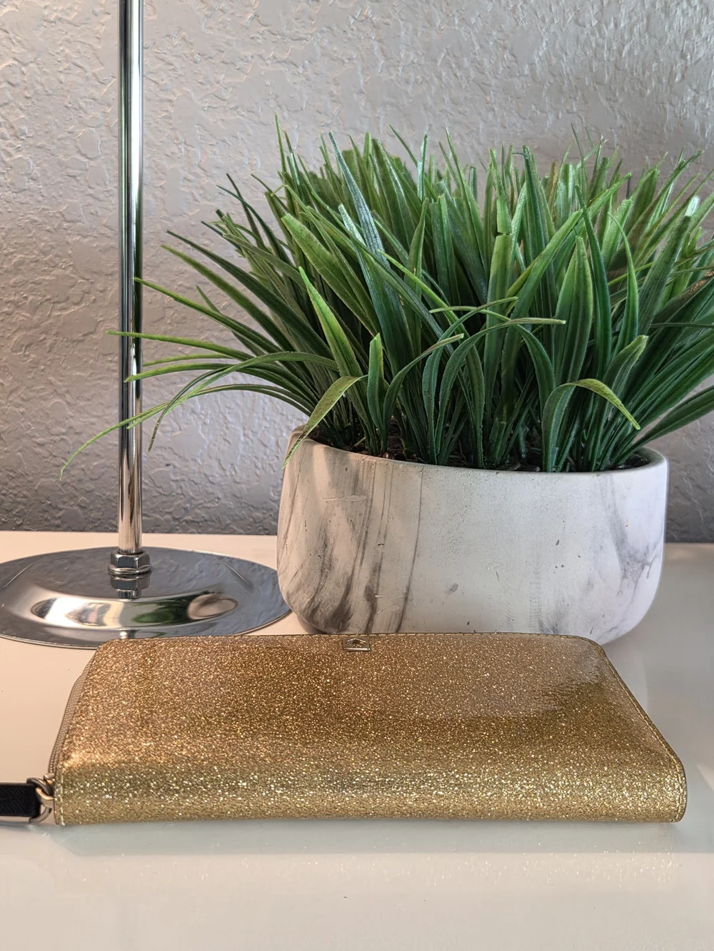Kate Spade New York Mavis Street Neda Gold Glitter Wallet.